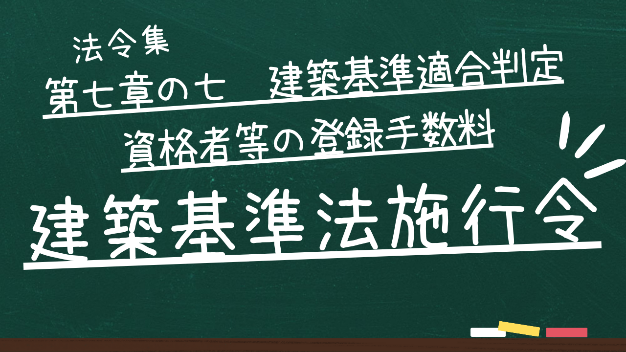 建築基準法施行令　第七章の七　建築基準適合判定資格者等の登録手数料